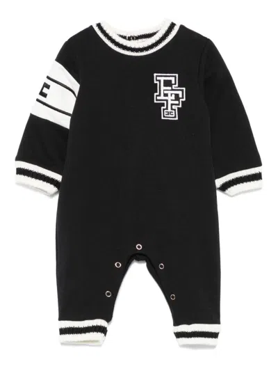 Elisabetta Franchi La Mia Bambina Babies' Logo-embroidered Romper In Black