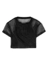 Elisabetta Franchi La Mia Bambina Logo-embroidered Semi-sheer Blouse In Black