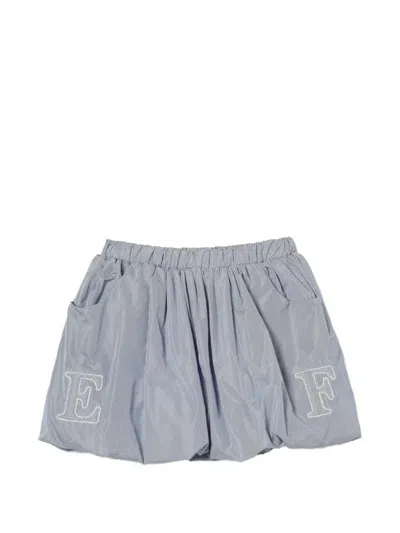 Elisabetta Franchi La Mia Bambina Kids' Logo-embroidered Skirt In Blue