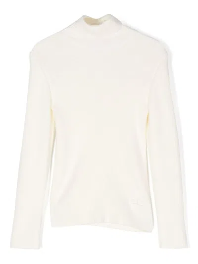 Elisabetta Franchi La Mia Bambina Kids' Logo-embroidered Sweater In Neutrals