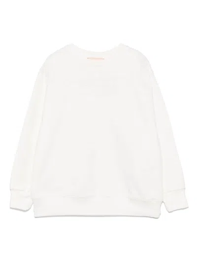 Elisabetta Franchi La Mia Bambina Kids' Raised-logo Cotton Sweatshirt In 白色