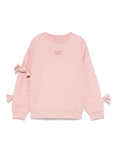 Elisabetta Franchi La Mia Bambina Logo-embroidered Sweatshirt In 粉色