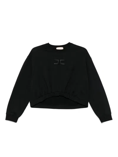 Elisabetta Franchi La Mia Bambina Kids' Logo-embroidered Sweatshirt In Black