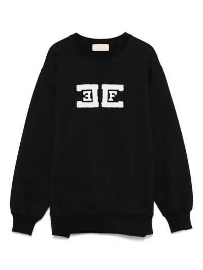 Elisabetta Franchi La Mia Bambina Kids' Logo-embroidered Sweatshirt In Black