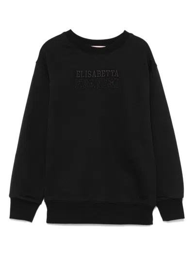 Elisabetta Franchi La Mia Bambina Kids' Logo-embroidered Sweatshirt In Black