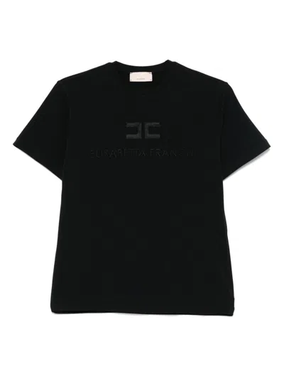 Elisabetta Franchi La Mia Bambina Kids' Logo-embroidered T-shirt In Black