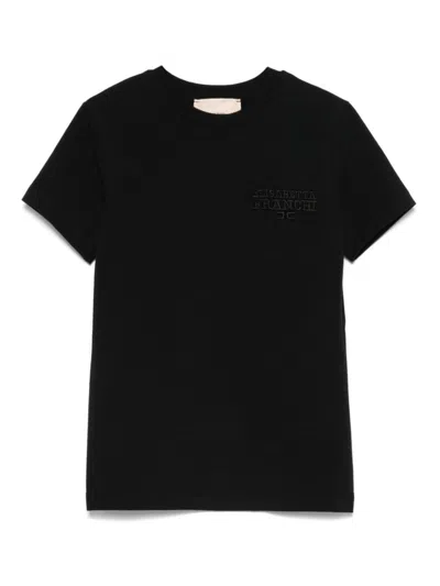 Elisabetta Franchi La Mia Bambina Kids' Logo-embroidered T-shirt In Black