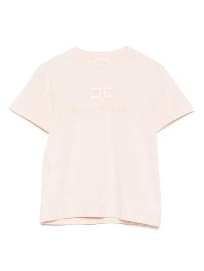 Elisabetta Franchi La Mia Bambina Kids' Logo-embroidered T-shirt In Pink