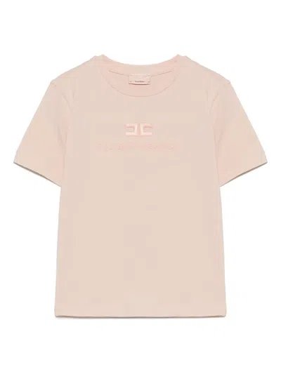 Elisabetta Franchi La Mia Bambina Kids' Logo-embroidered T-shirt In Pink
