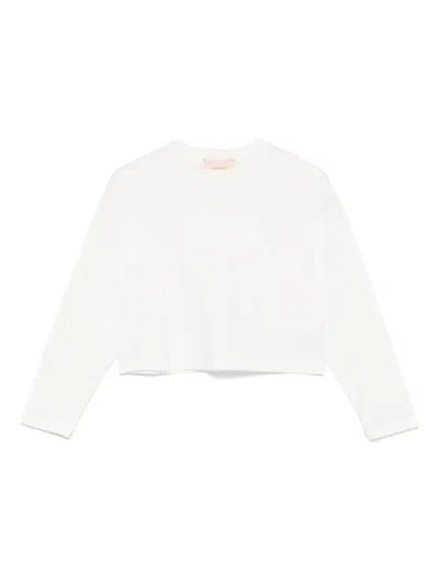 Elisabetta Franchi La Mia Bambina Kids' Logo-embroidered T-shirt In White