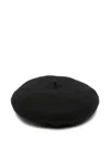 Elisabetta Franchi La Mia Bambina Logo-embroidered Wool Beret In Black