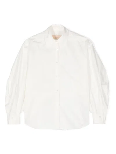 Elisabetta Franchi La Mia Bambina Kids' Logo-flocked Shirt In White