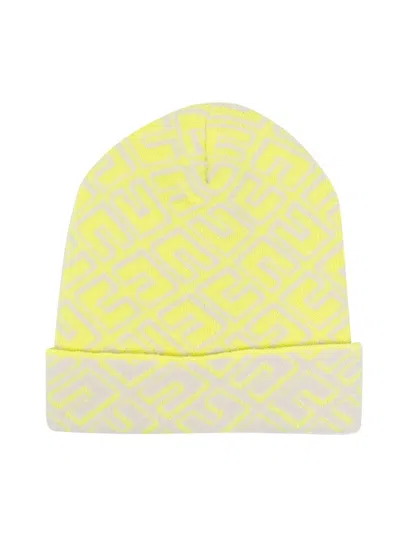 Elisabetta Franchi La Mia Bambina Kids' Logo Intarsia-knit Beanie In Yellow