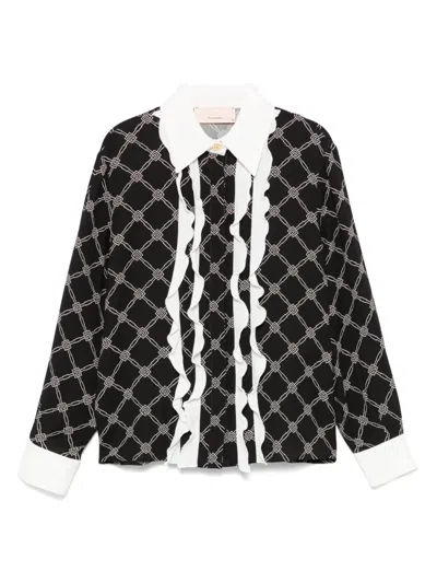 Elisabetta Franchi La Mia Bambina Hemd Aus Logo-jacquard In Schwarz