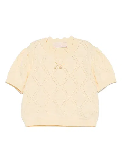 Elisabetta Franchi La Mia Bambina Kids' Logo-motif Top In Yellow