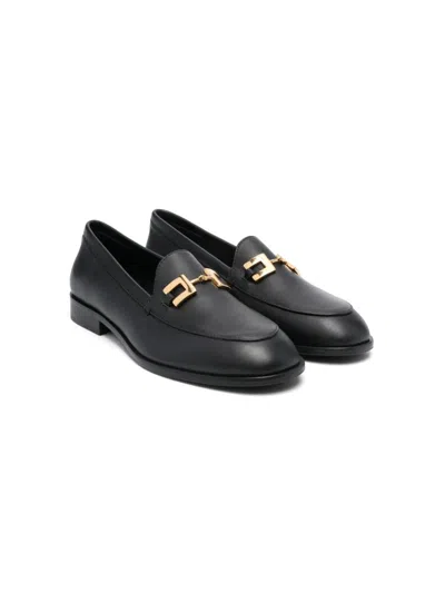 Elisabetta Franchi La Mia Bambina Logo-palque Loafers In Black