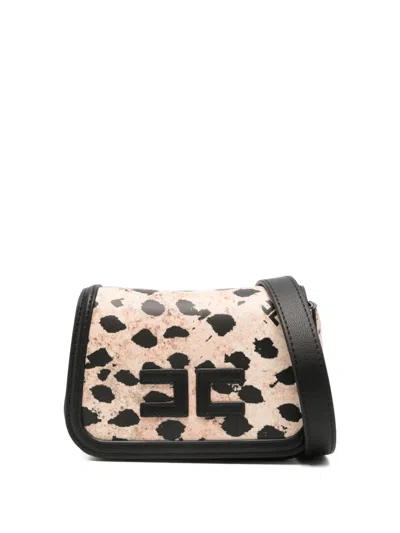 Elisabetta Franchi La Mia Bambina Kids' Logo-patch Animal-print Mini Shoulder Bag In Orange