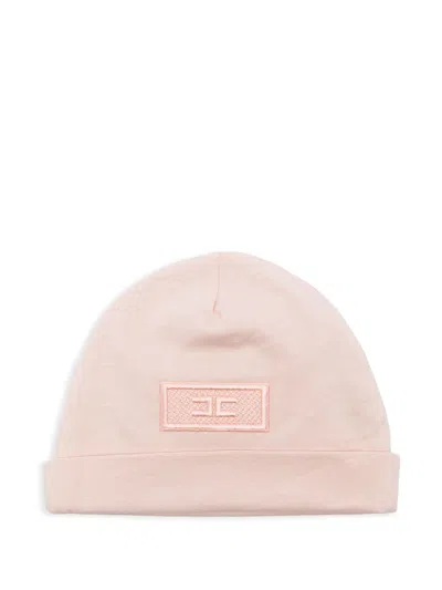 Elisabetta Franchi La Mia Bambina Babies' Logo-patch Beanie In Pink