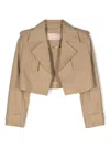 Elisabetta Franchi La Mia Bambina Logo-patch Jacket In Neutrals