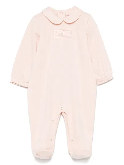 Elisabetta Franchi La Mia Bambina Babies' Logo-patch Pajamas In Pink