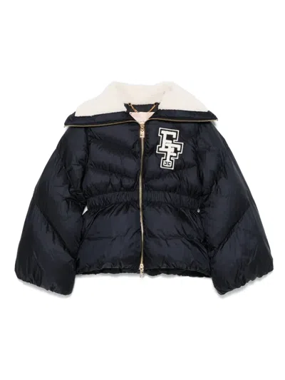 Elisabetta Franchi La Mia Bambina Kids' Logo-patch Puffer Jacket In 黑色