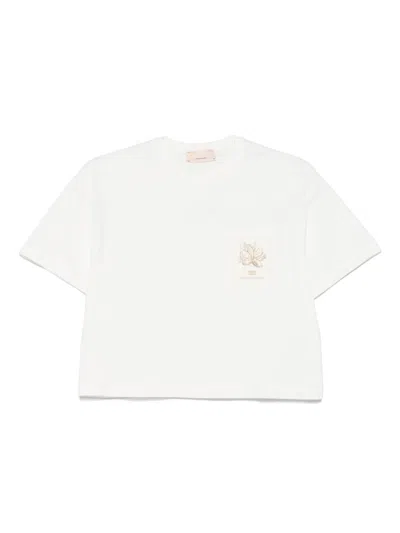 Elisabetta Franchi La Mia Bambina Kids' Logo-patch T-shirt In Weiss