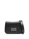 Elisabetta Franchi La Mia Bambina Logo-plaque Leather Shoulder Bag In Black