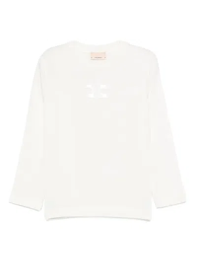 Elisabetta Franchi La Mia Bambina Babies' Logo-plaque Long-sleeve Top In White