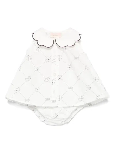 Elisabetta Franchi La Mia Bambina Babies' Bluse Mit Logo-print In Weiss