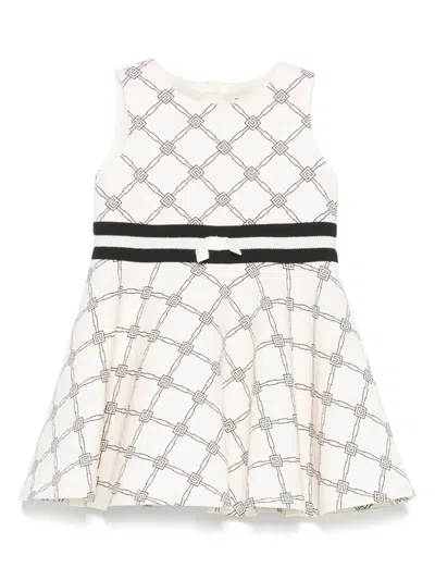 Elisabetta Franchi La Mia Bambina Babies' Logo-print Dress In Neutrals
