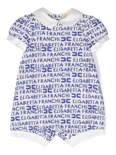 Elisabetta Franchi La Mia Bambina Babies' Logo-print Poplin Shorties In 白色