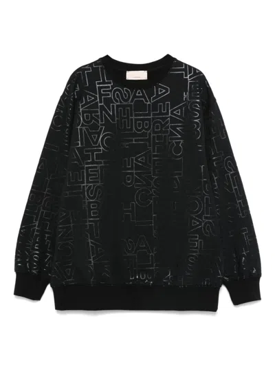 Elisabetta Franchi La Mia Bambina Kids' Logo-print Sweatshirt In Black