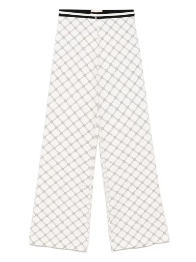 Elisabetta Franchi La Mia Bambina Kids' Logo-print Trousers In Neutrals