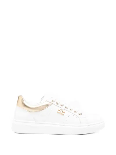 Elisabetta Franchi La Mia Bambina Kids' Logo Sneakers In White