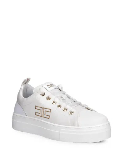 Elisabetta Franchi La Mia Bambina Kids' Logo Sneakers In White