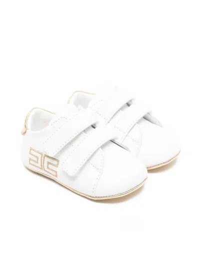 Elisabetta Franchi La Mia Bambina Babies' Logo Strap Leather Pre-walkers In Multi