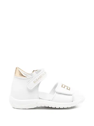 Elisabetta Franchi La Mia Bambina Kids' Logo Strap Sneakers In White