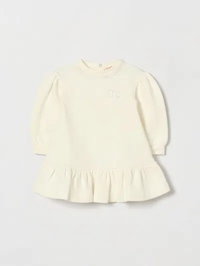 Elisabetta Franchi La Mia Bambina Babies'  Long-sleeved Cotton Day Dress For Girls In Neutral