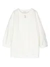 Elisabetta Franchi La Mia Bambina Monogram-jacquard Midi Dress In White