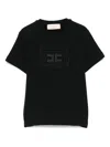 Elisabetta Franchi La Mia Bambina Monogram-patch T-shirt In Black