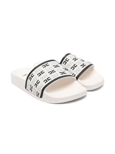 Elisabetta Franchi La Mia Bambina Monogram-pattern Flip-flops In 中性色
