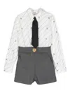 Elisabetta Franchi La Mia Bambina Monogram-pattern Playsuit In White