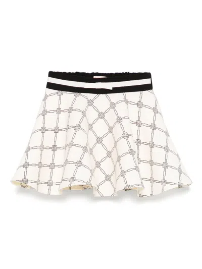 Elisabetta Franchi La Mia Bambina Babies' Monogram-pattern Skirt In Neutrals