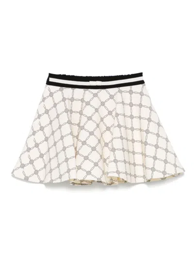 Elisabetta Franchi La Mia Bambina Kids' Monogram-pattern Skirt In Neutrals