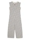 Elisabetta Franchi La Mia Bambina Monogram-print Crepe Jumpsuit In Neutrals