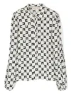 Elisabetta Franchi La Mia Bambina Monogram-print Crepe Shirt In Neutrals