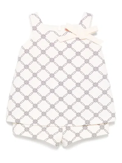 Elisabetta Franchi La Mia Bambina Babies' Monogram-print Shorties In 中性色