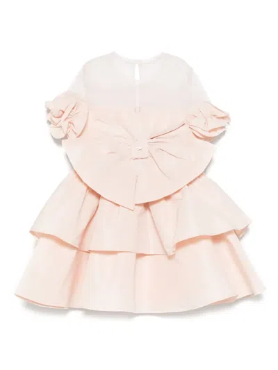 Elisabetta Franchi La Mia Bambina Kids' Oversize-bow Dress In Pink