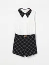 Elisabetta Franchi La Mia Bambina Logo-jacquard Playsuit In White