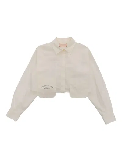 Elisabetta Franchi La Mia Bambina Babies' Cropped-hemd Mit Aufgesetzter Tasche In White